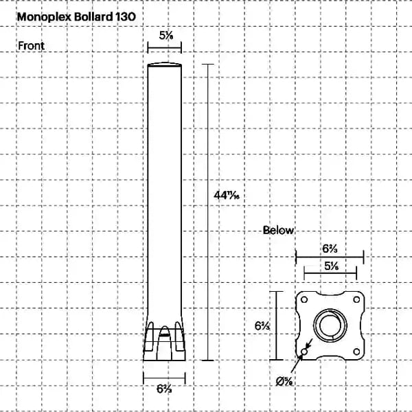 monoplex 130 bollard dimensions illustration