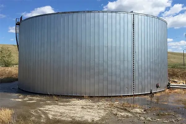 insulated storage tank set in flooded area