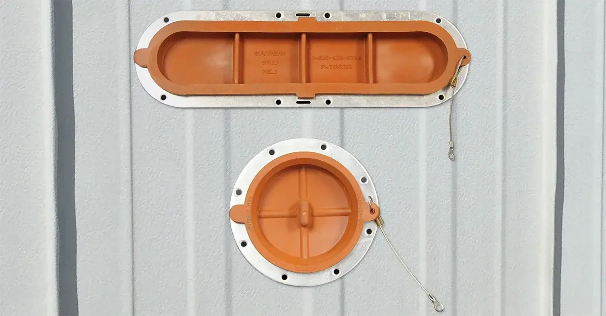 inspection ports used for easy inspection of tank wall beneath metal jacketed insulation