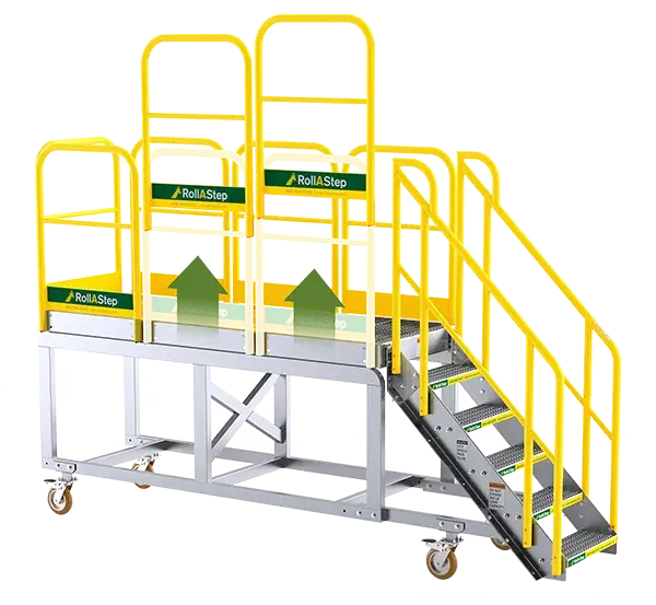 mp series rolling work platform removable handrails