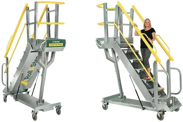 rollastep g-series adjustable self-leveling step ladder